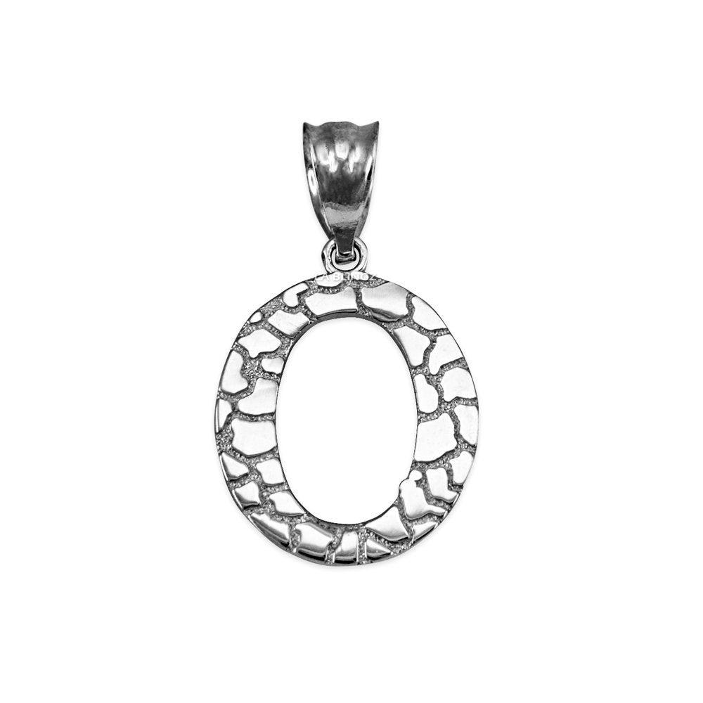 Sterling Silver Nugget Alphabet Initial Letter "O" Pendant Necklace Karma Blingz