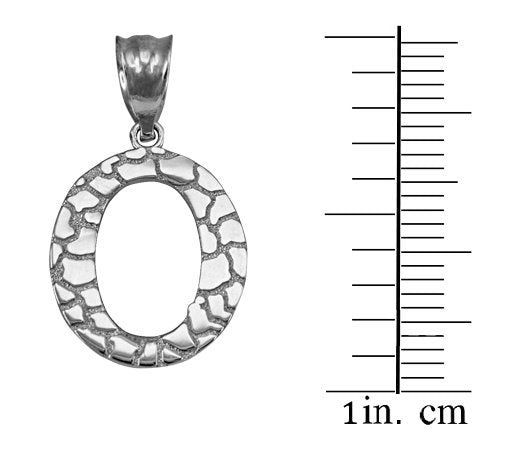 Sterling Silver Nugget Alphabet Initial Letter "O" Pendant Necklace Karma Blingz