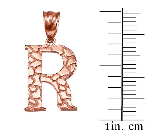 Gold Nugget Alphabet Initial Letter "R" Pendant Necklace (yellow, white, rose gold) Karma Blingz