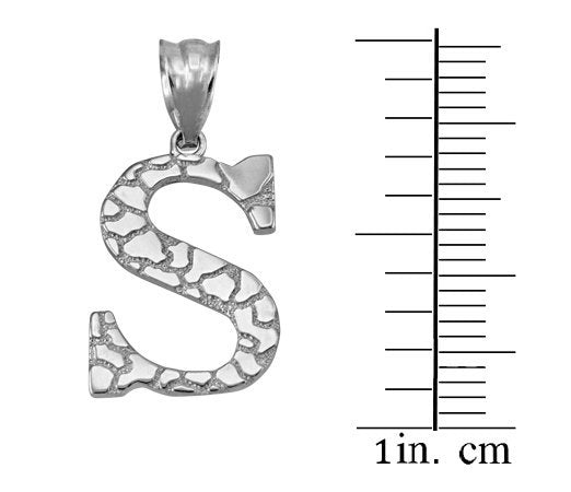 Sterling Silver Nugget Alphabet Initial Letter "S" Pendant Necklace Karma Blingz