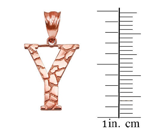 Gold Nugget Alphabet Initial Letter "Y" Pendant Necklace (yellow, white, rose gold) Karma Blingz