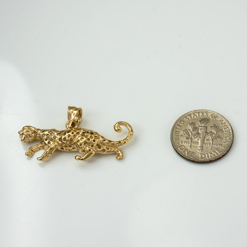Gold Leopard Charm Necklace (10K, 14K, yellow, white, rose gold) Karma Blingz