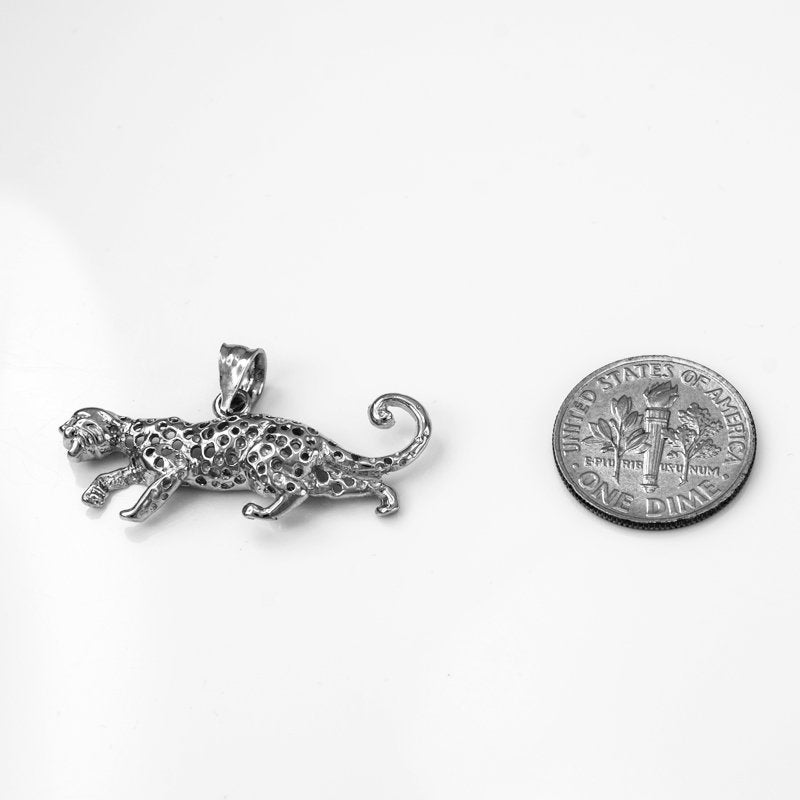 Sterling Silver Cheetah Cat Pendant Necklace Karma Blingz
