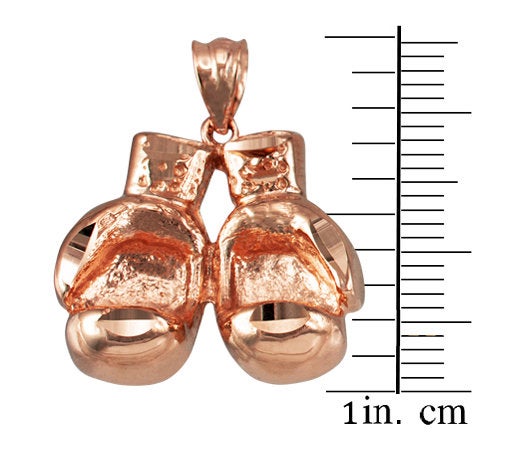 Gold Boxing Gloves DC Pendant Necklace (10K, 14K, yellow, white, rose gold) Karma Blingz