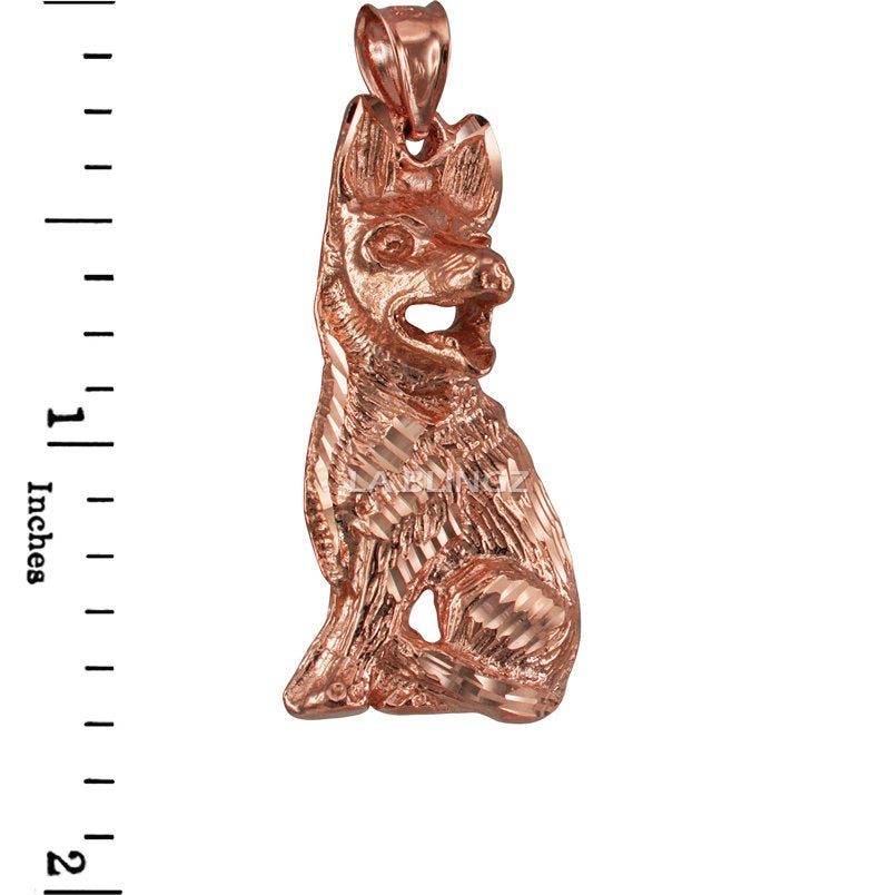Solid Gold German Shepherd K-9 Dog Mens DC Pendant (yellow, white, rose gold, 10k, 14k) Karma Blingz