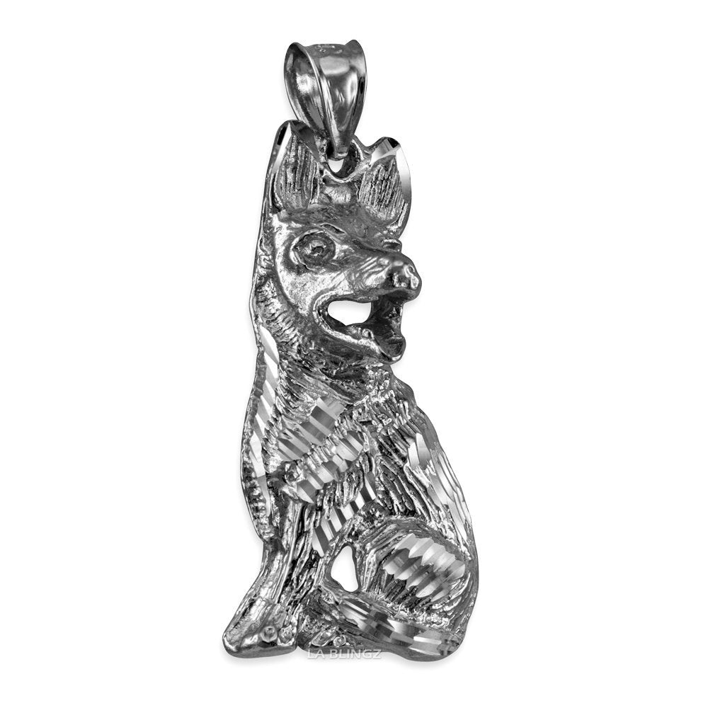 Solid Sterling Silver German Shepherd K-9 Dog Mens DC Pendant Karma Blingz