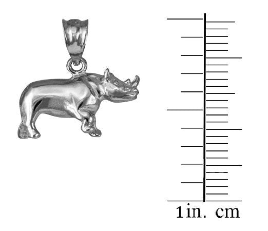 Polished Sterling Silver Rhino Charm Necklace Karma Blingz