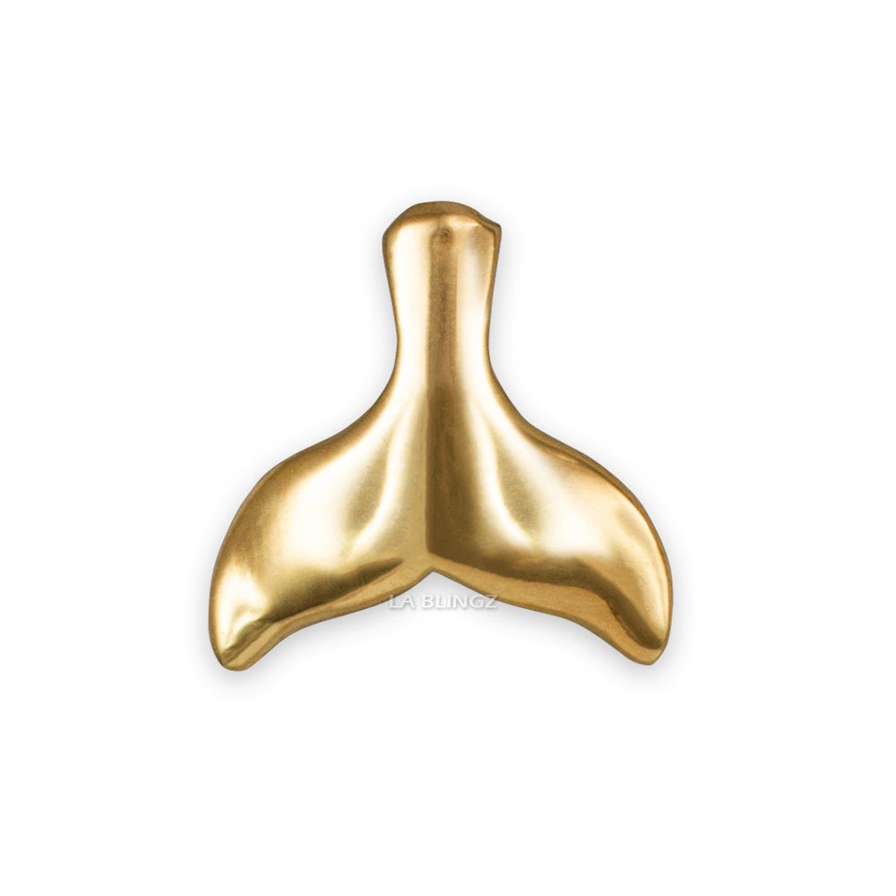 Polished Gold Whale Tail Charm Necklace (10K, 14K, yellow, white, rose gold) Karma Blingz