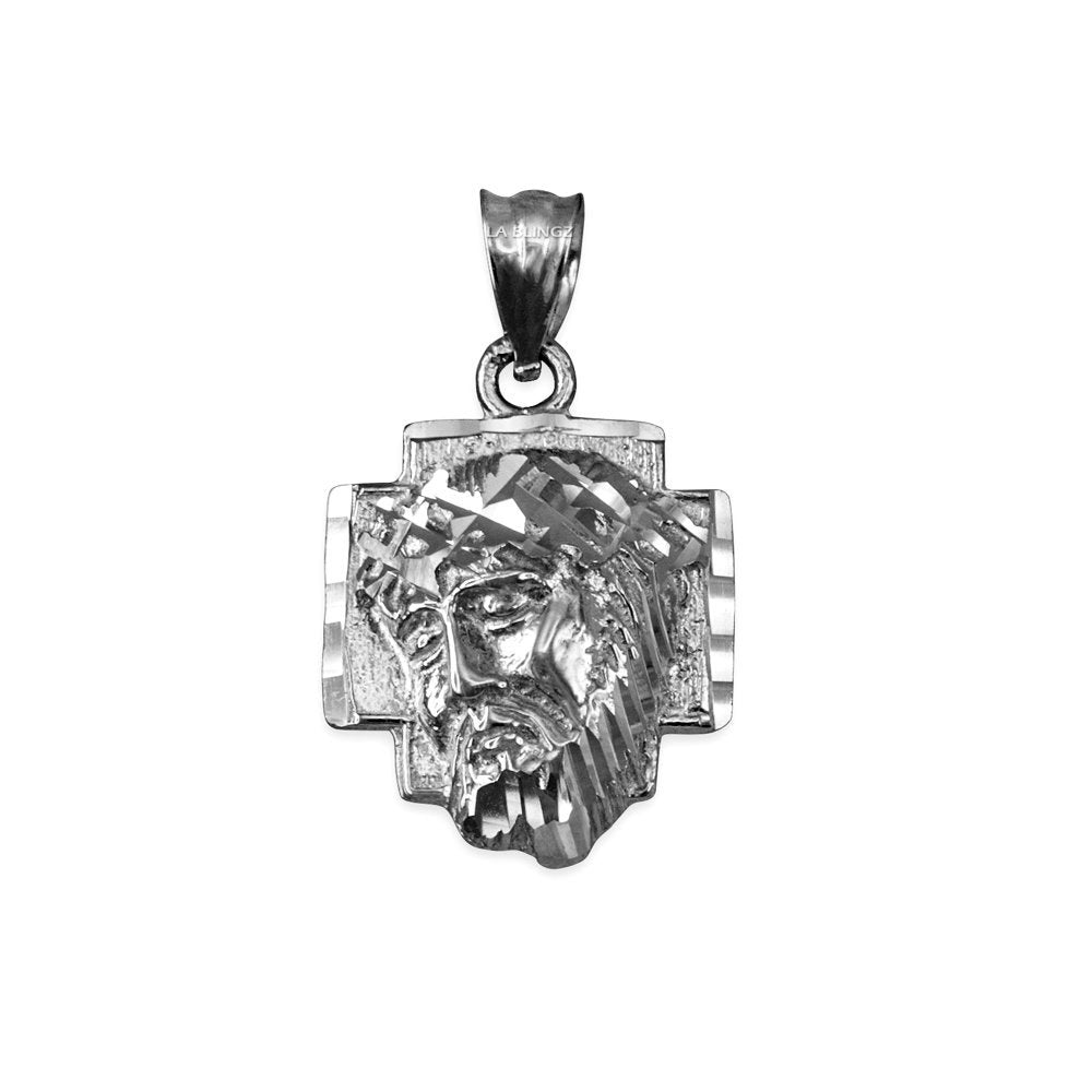 Sterling Silver Jesus Face Cross DC Charm Necklace Karma Blingz