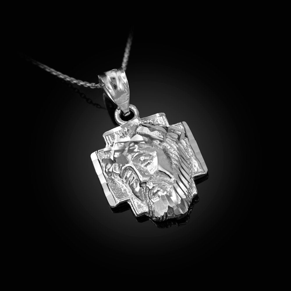 Sterling Silver Jesus Face Cross DC Charm Necklace Karma Blingz