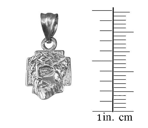 Sterling Silver Tiny Jesus Face Cross DC Charm Necklace Karma Blingz