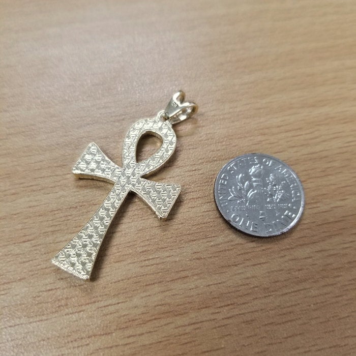 Iced Gold Egyptian Ankh Cross CZ Pendant (10k, 14k, yellow, white, rose gold) Karma Blingz