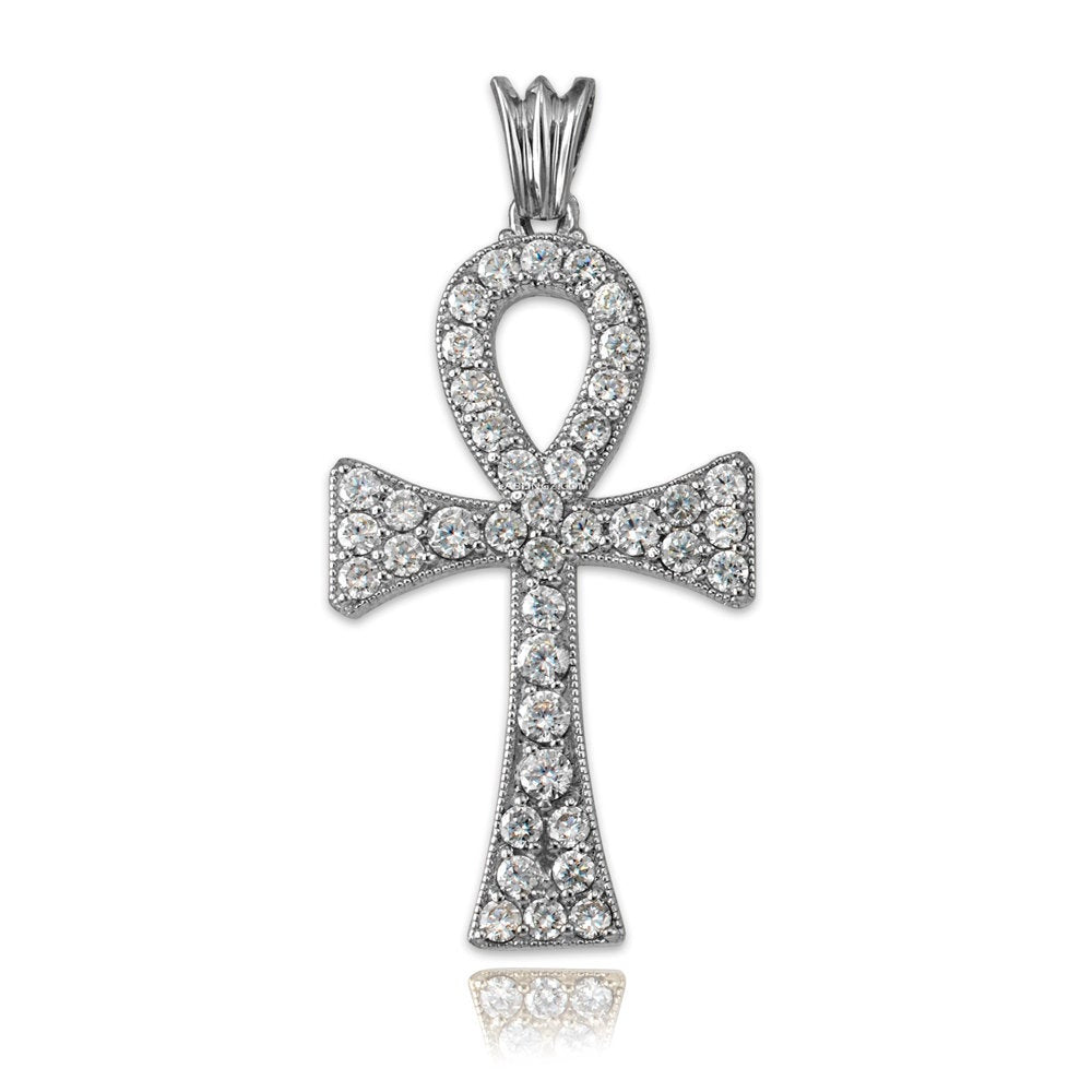 Iced Gold Egyptian Ankh Cross CZ Pendant (10k, 14k, yellow, white, rose gold) Karma Blingz