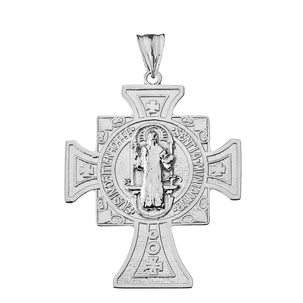 Solid Sterling Silver San Benito Cross Reversible Pendant Karma Blingz