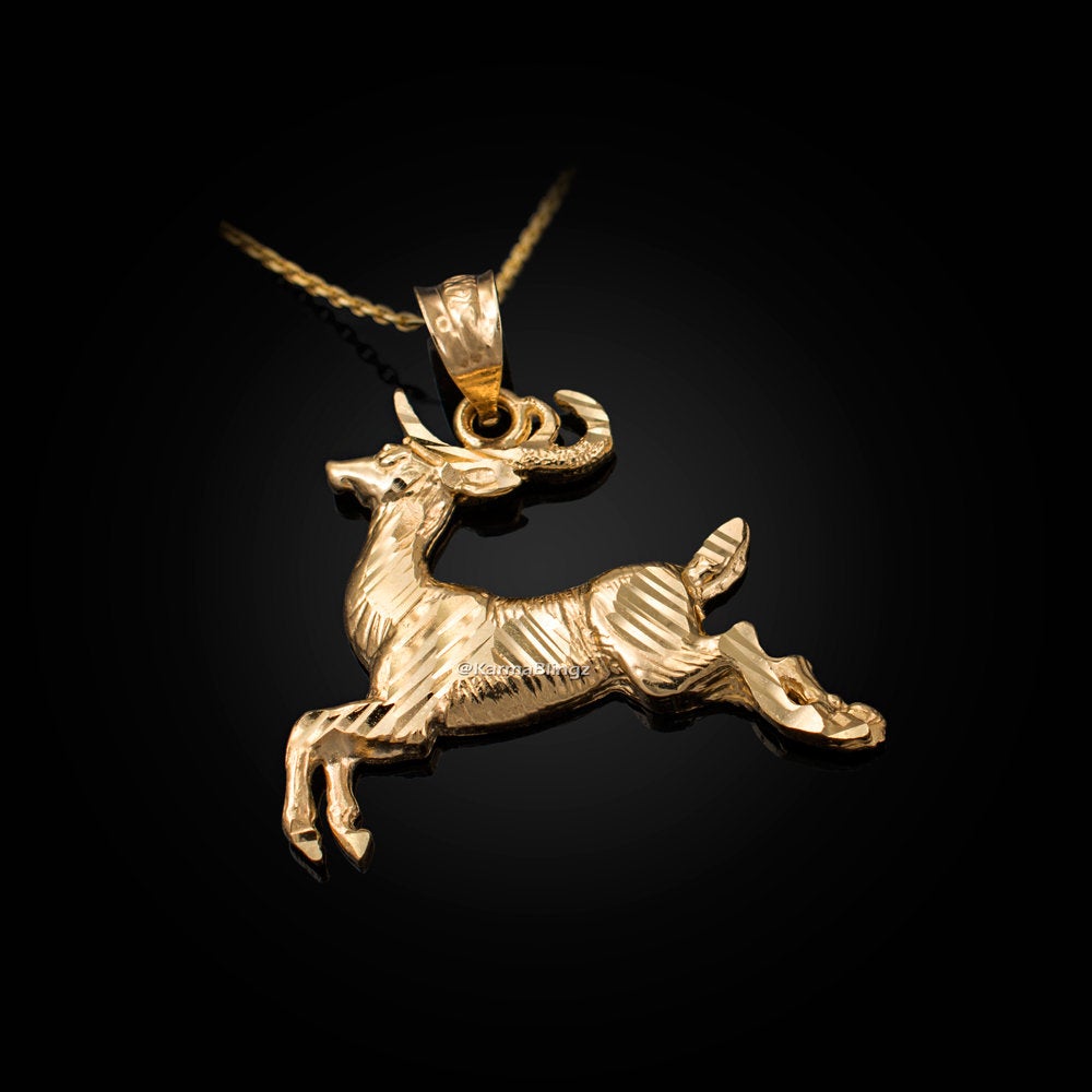 Gold Deer DC Pendant Necklace (10K, 14K, yellow, white, rose gold) Karma Blingz