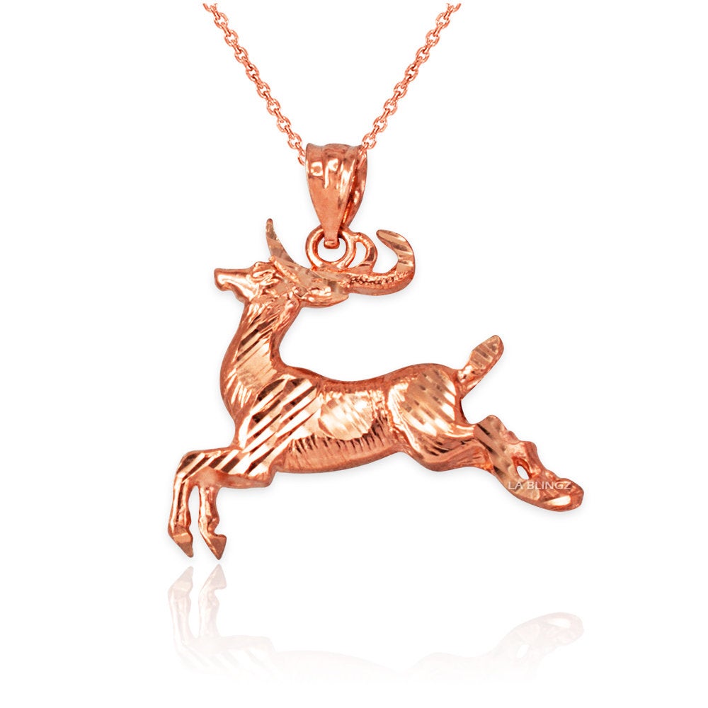 Gold Deer DC Pendant Necklace (10K, 14K, yellow, white, rose gold) Karma Blingz