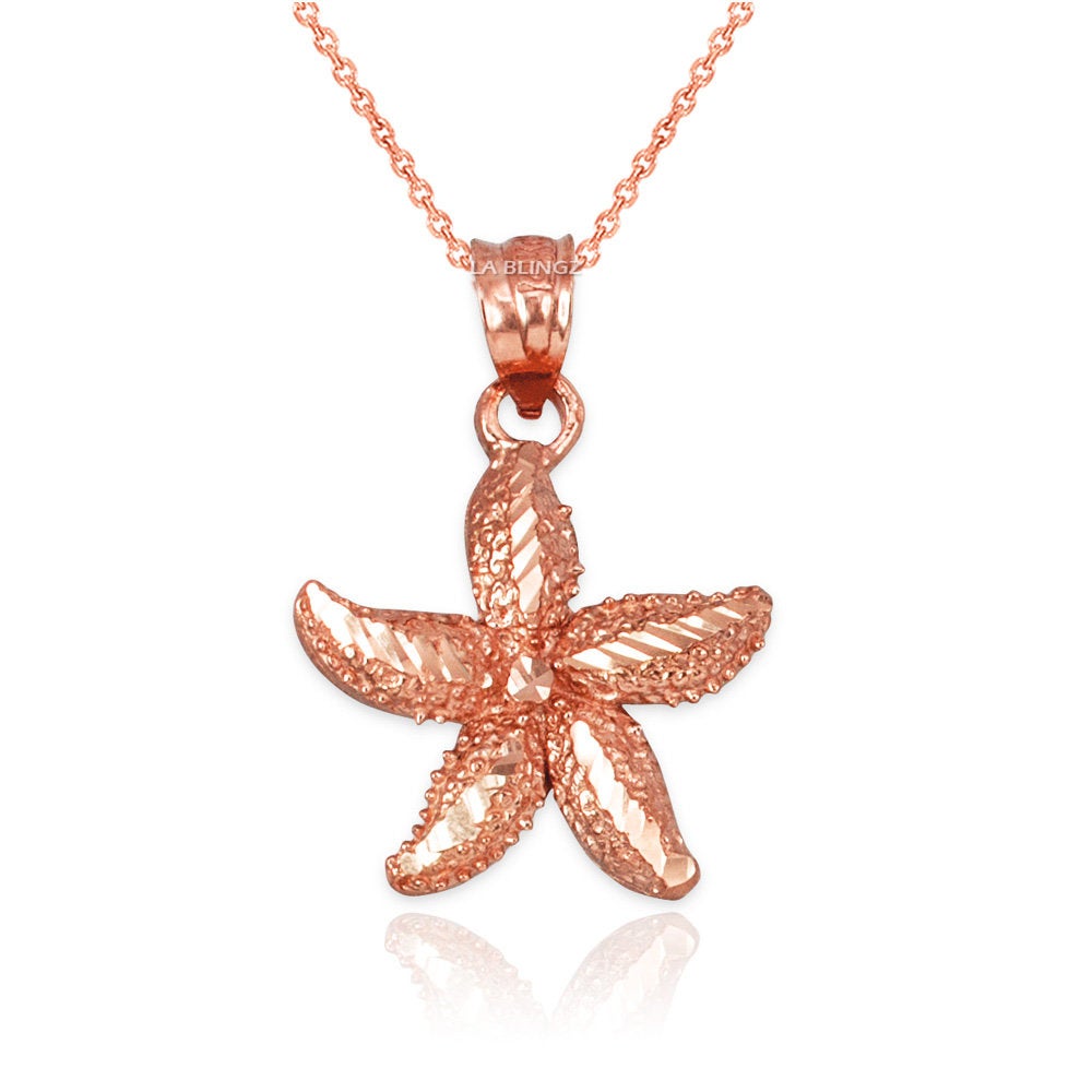 Solid Gold Starfish DC Pendant Necklace (10K, 14K, yellow, white, rose gold) Karma Blingz