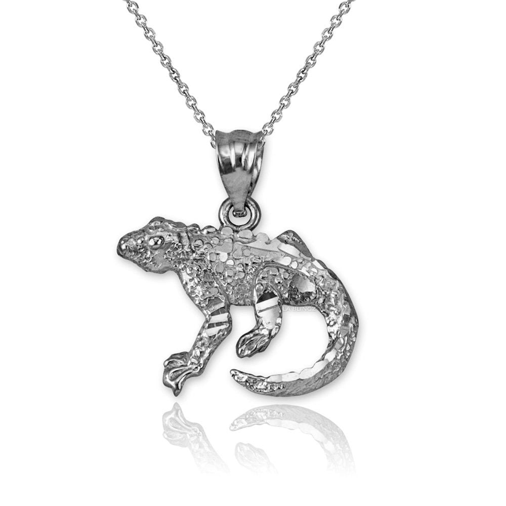 Gold Salamander Lizard DC Pendant Necklace (yellow, white, rose gold, 10K, 14K) Karma Blingz