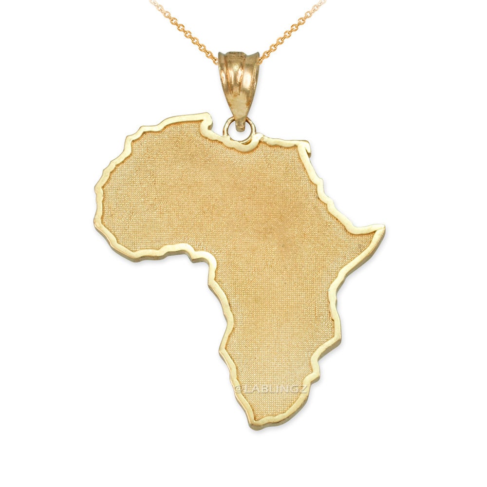 Gold Africa Map Pendant Necklace (10K, 14K, yellow, white, rose gold) Karma Blingz