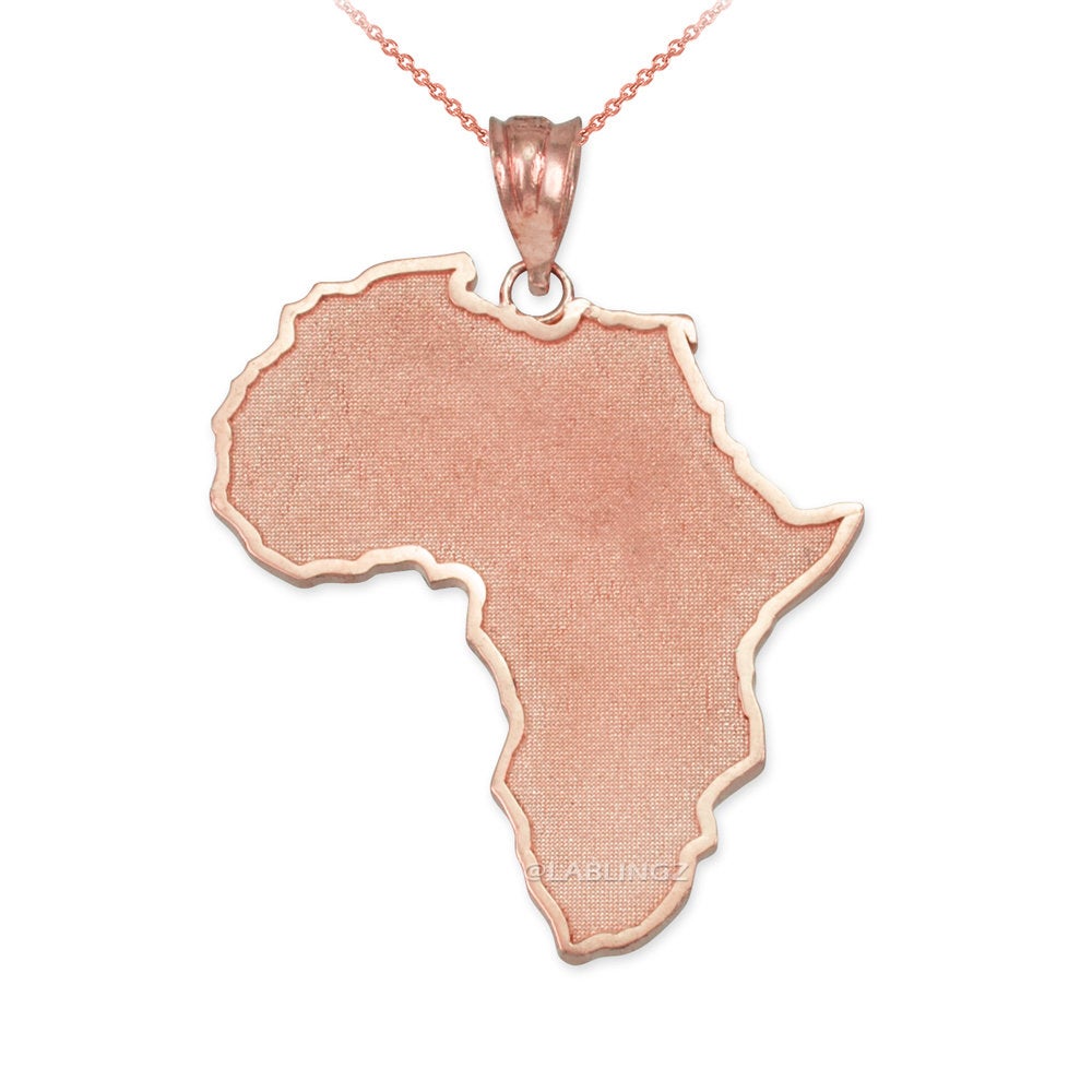 Gold Africa Map Pendant Necklace (10K, 14K, yellow, white, rose gold) Karma Blingz