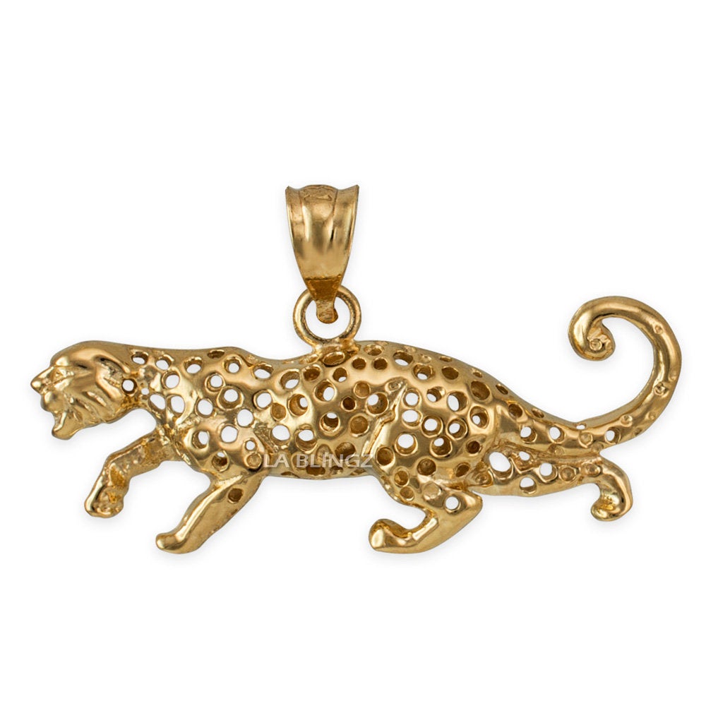 Gold Leopard Charm Necklace (10K, 14K, yellow, white, rose gold) Karma Blingz