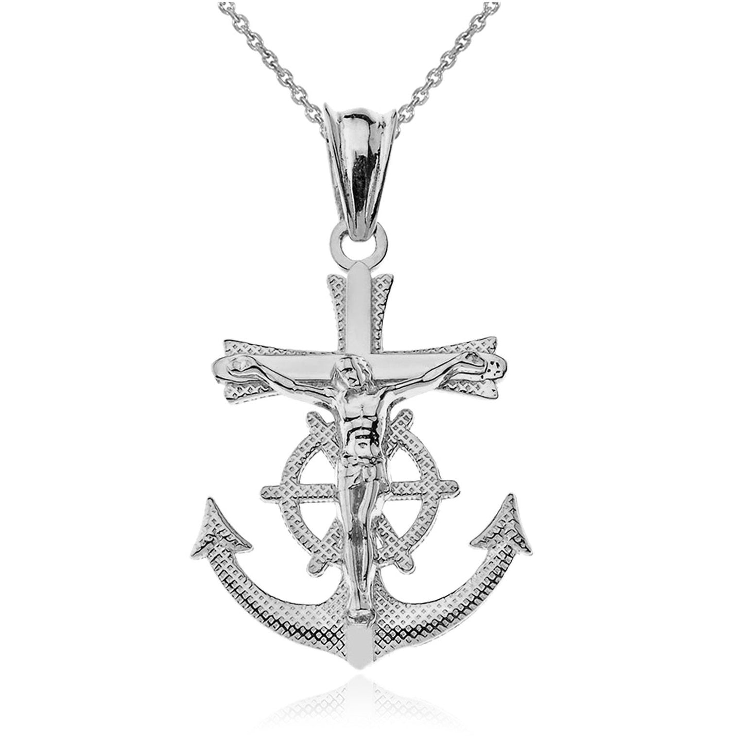 Sterling Silver Mariner Crucifix Cross Pendant Necklace Karma Blingz