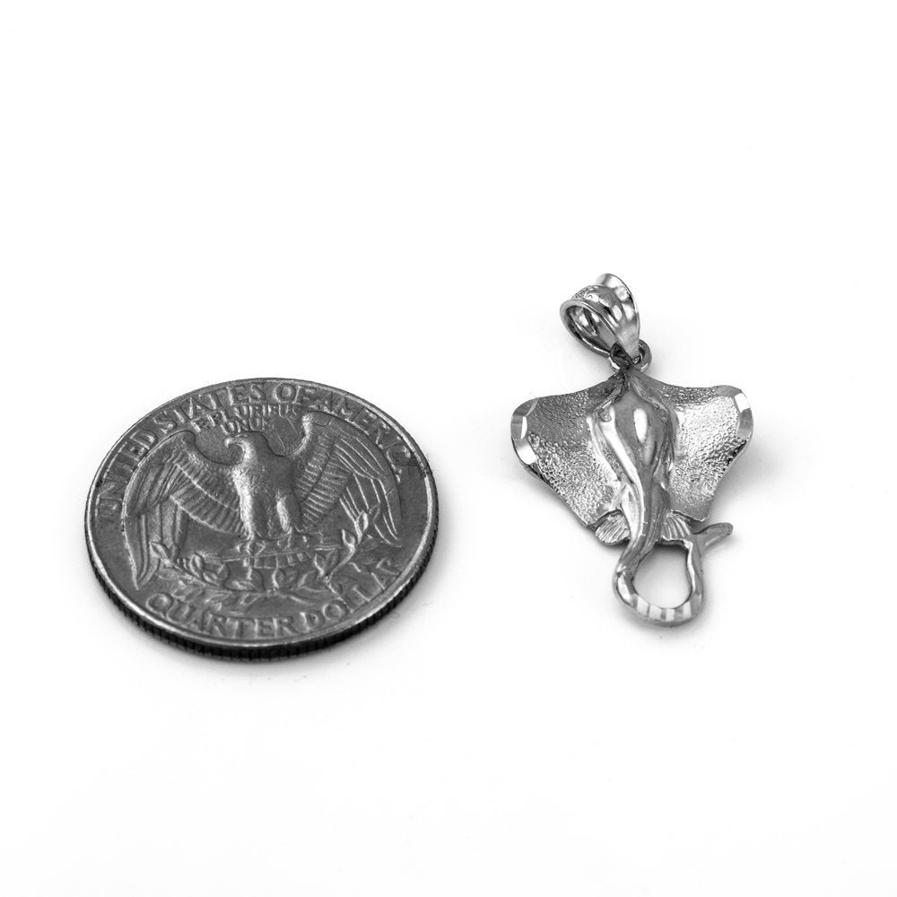 Sterling Silver Stingray Fish DC Pendant Necklace Karma Blingz