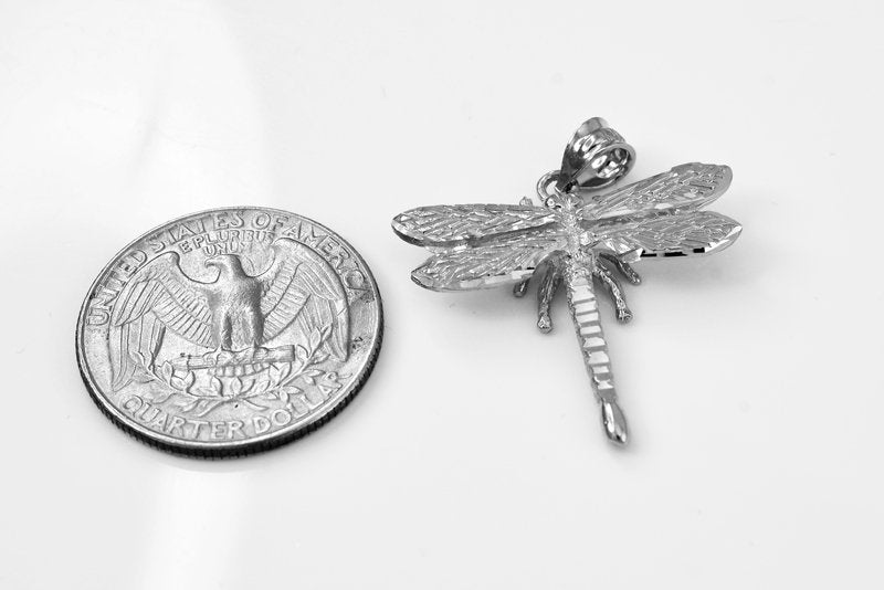 Solid Sterling Silver Dragonfly DC Pendant Necklace Karma Blingz