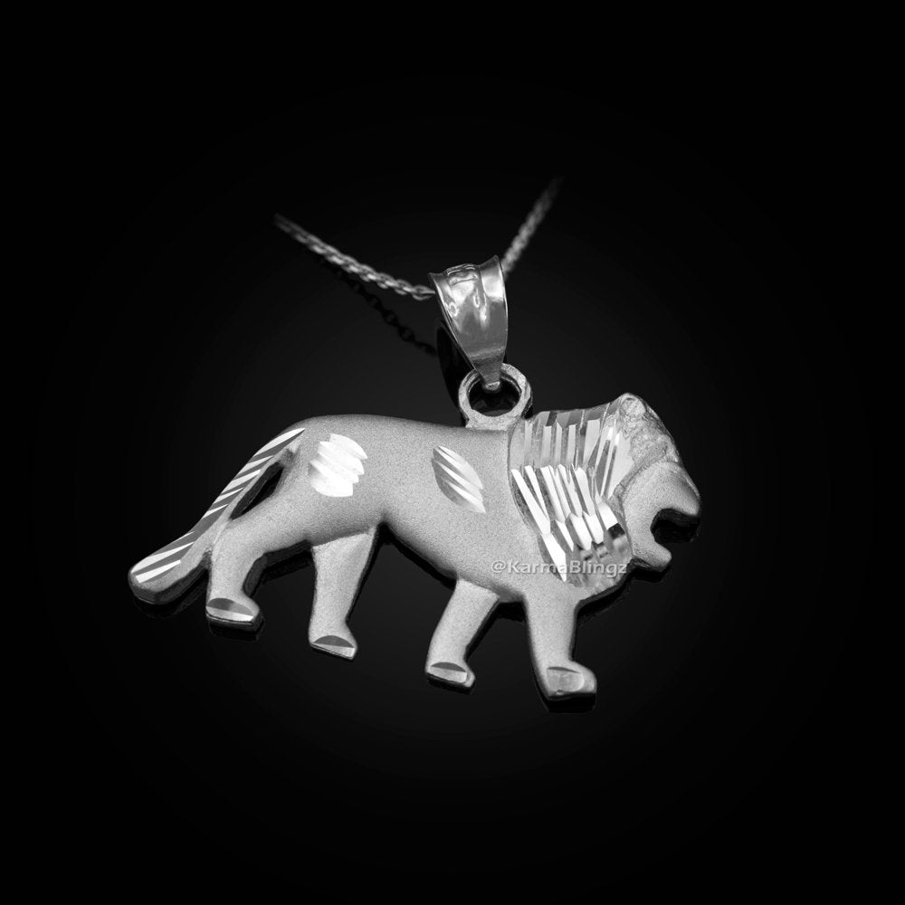 Matte Sterling Silver Lion DC Pendant Necklace Karma Blingz