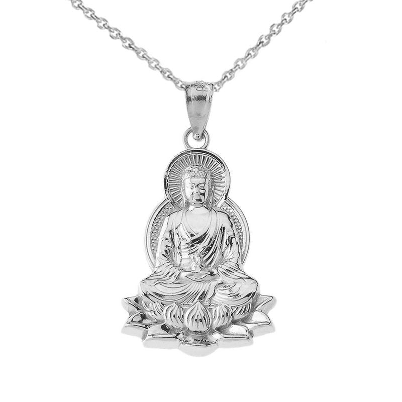 Sterling Silver Lotus Buddha Yoga Pendant Necklace Karma Blingz