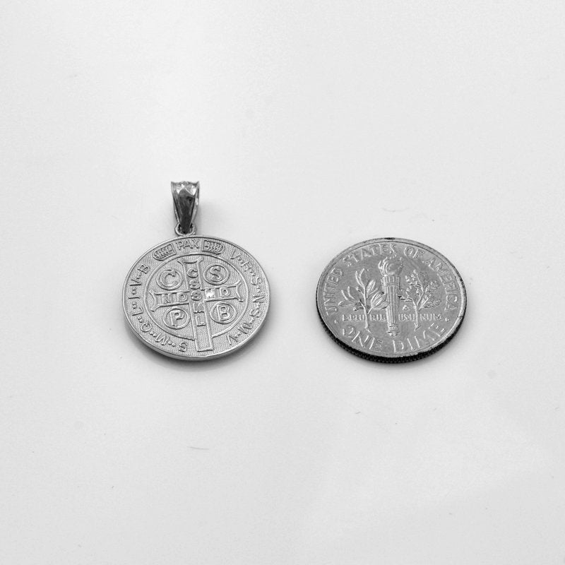 Sterling Silver St. Benedict Reversible Medallion Charm Necklace Karma Blingz