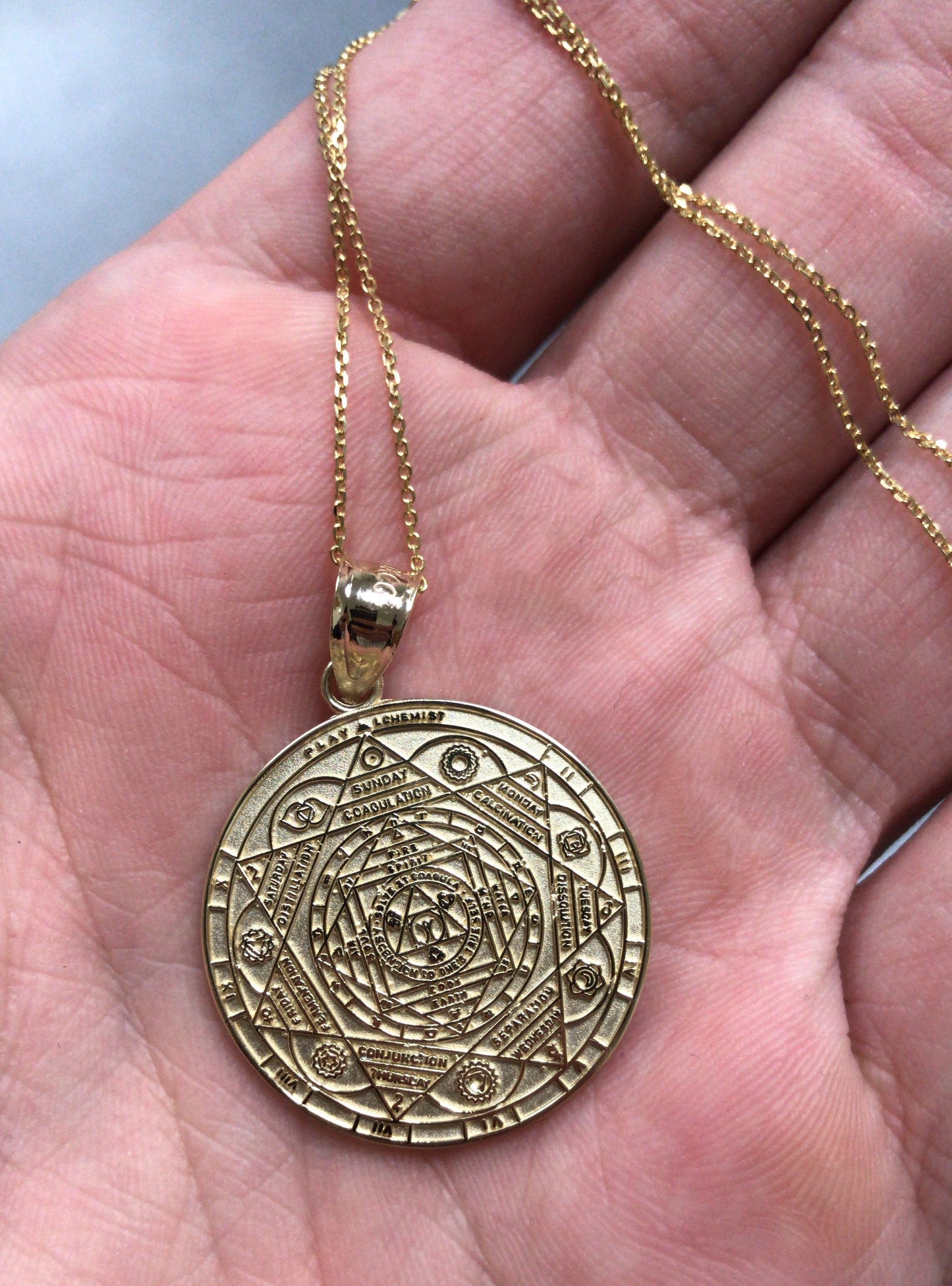 Gold Om 7 Chakras Calendar Yoga Meditation Necklace (yellow, white, rose gold) Karma Blingz