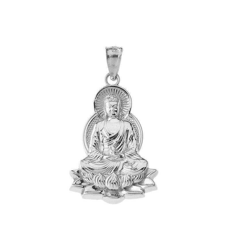 Sterling Silver Lotus Buddha Yoga Pendant Necklace Karma Blingz