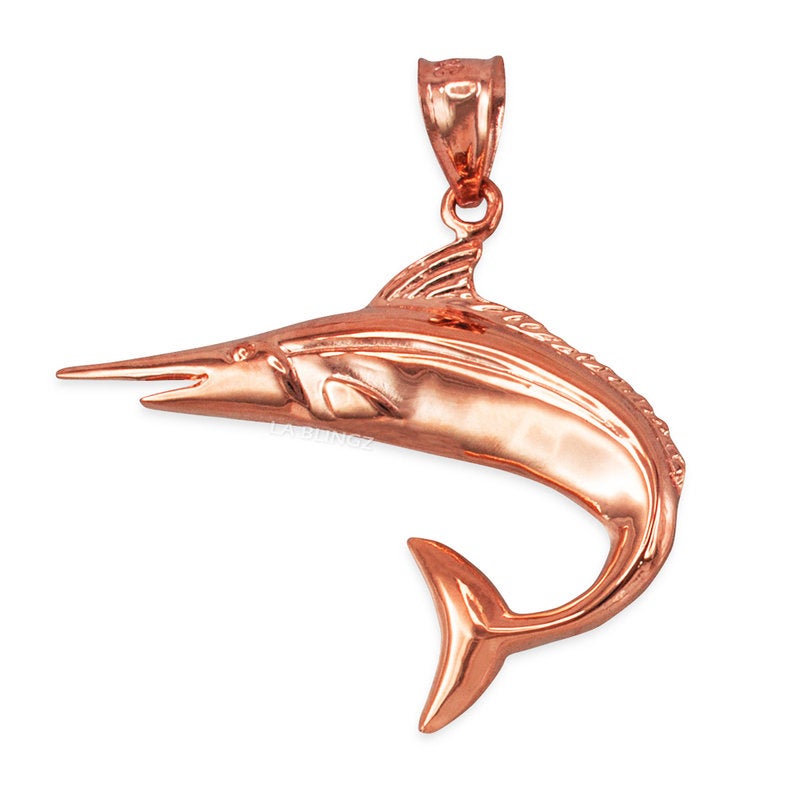 Polished Gold Swordfish Pendant (yellow, white, rose gold, 10k, 14k) Karma Blingz