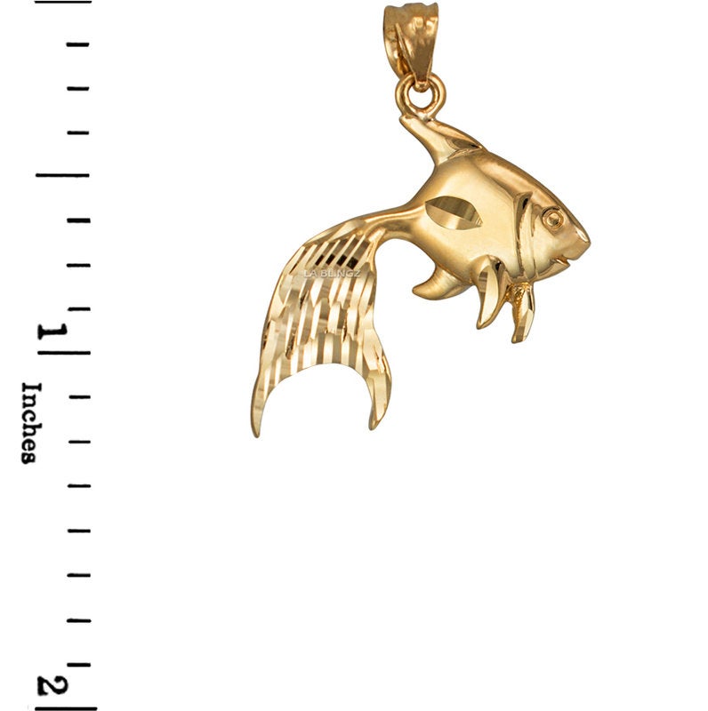 Polished Gold Fish Pendant Necklace (yellow, white, rose gold, 10k, 14k) Karma Blingz