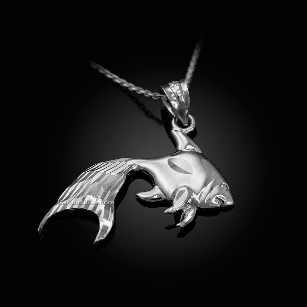 Polished Sterling Silver Goldfish Pendant Necklace Karma Blingz
