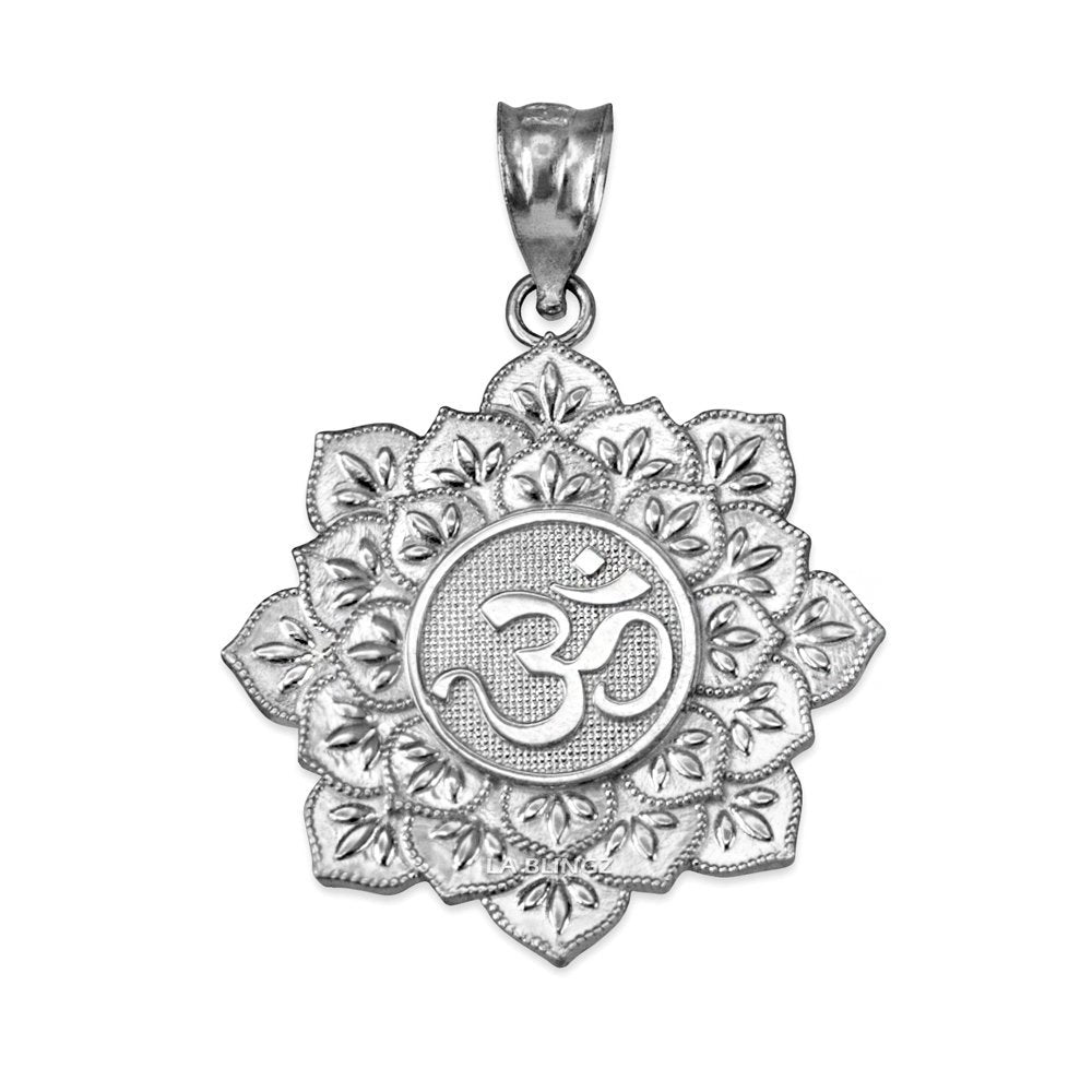 Sterling Silver Om Lotus Mandala Pendant Necklace Karma Blingz