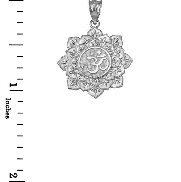 Sterling Silver Om Lotus Mandala Pendant Necklace Karma Blingz
