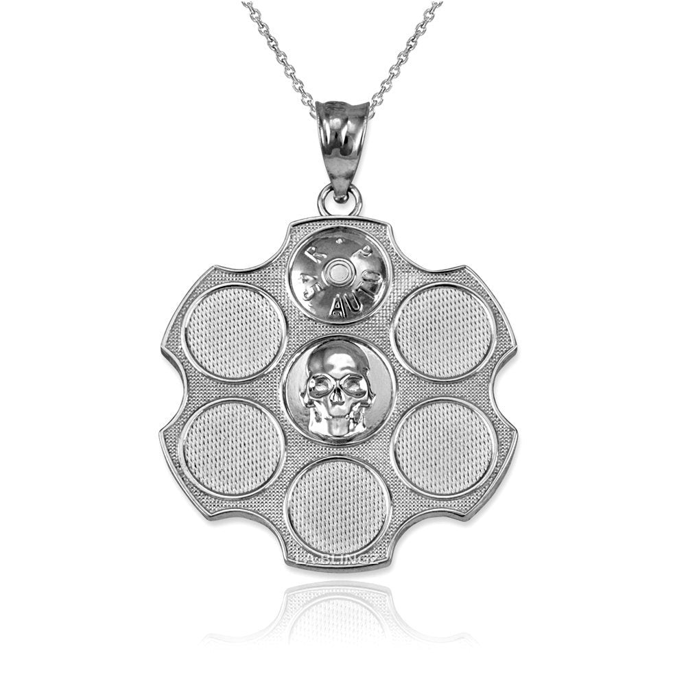 Gold Russian Roulette Pendant Necklace (yellow, white, rose gold, 10k, 14k) Karma Blingz