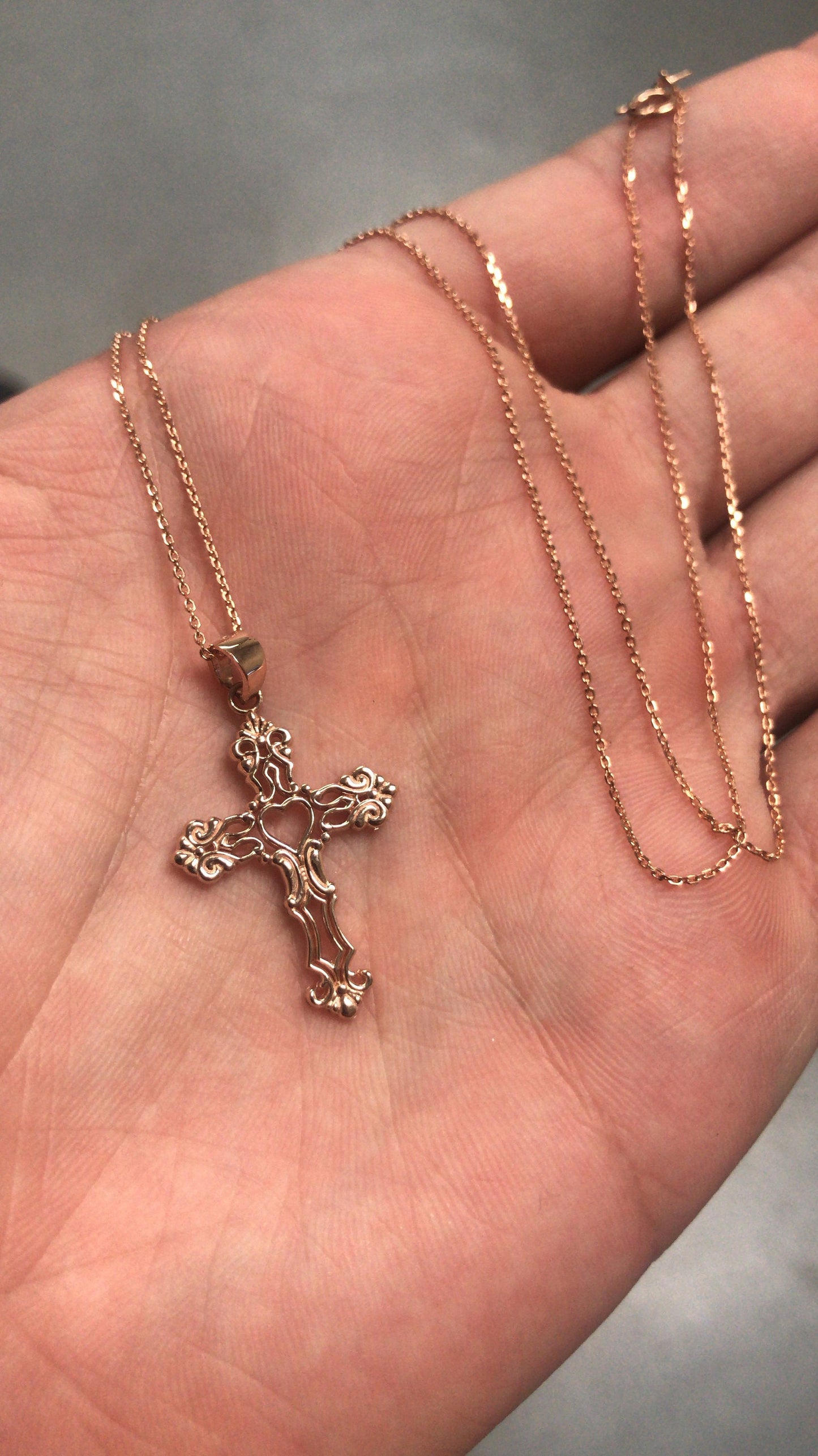 Gold Open Heart Cross Charm Pendant Necklace (yellow, white, rose gold, 10k, 14k) Karma Blingz