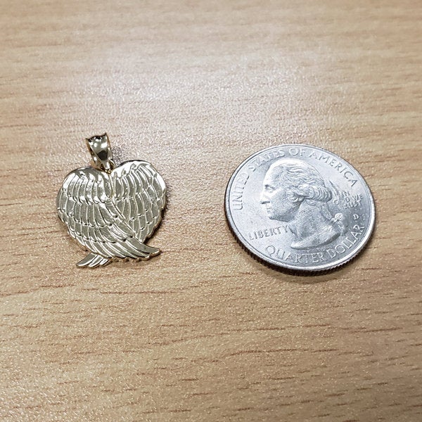 Gold Angel Wings Pendant Necklace (yellow, white, rose gold, 10k, 14k) Karma Blingz