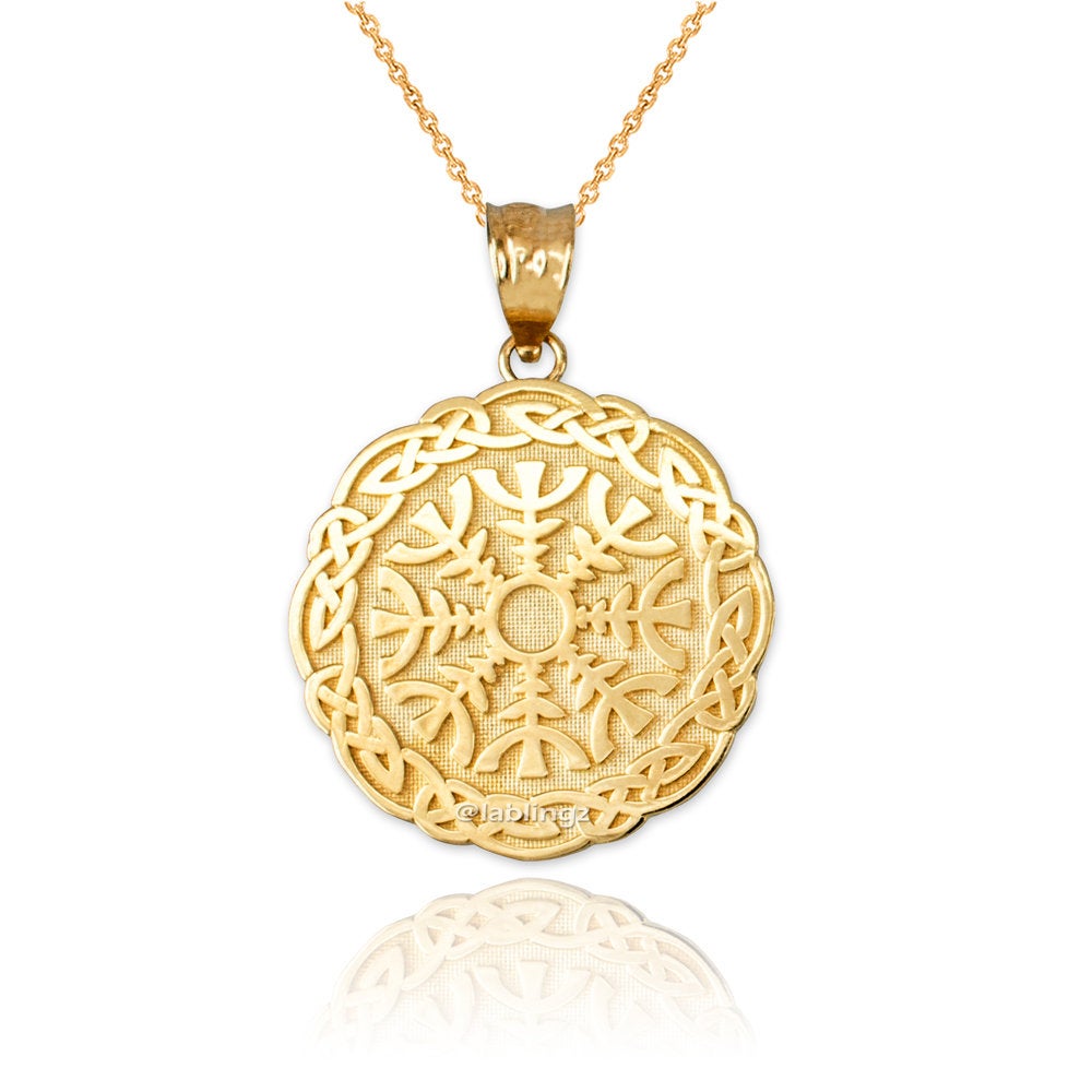 Gold Viking Compass Pendant Necklace (yellow, white, rose gold, 10k, 14k) Karma Blingz