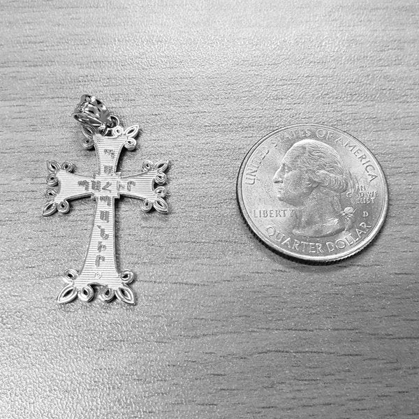 Sterling Silver Armenian Reversible Cross Pendant Necklace Karma Blingz