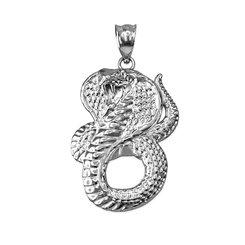 Gold King Cobra Snake Pendant Necklace (yellow, white, rose gold, 10k, 14k) Karma Blingz
