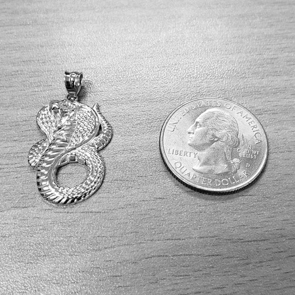 Gold King Cobra Snake Pendant Necklace (yellow, white, rose gold, 10k, 14k) Karma Blingz