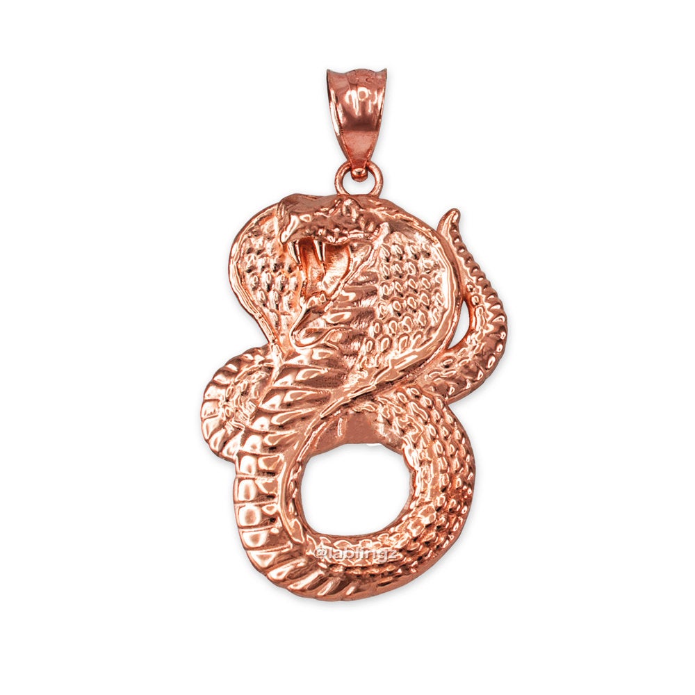 Gold King Cobra Snake Pendant Necklace (yellow, white, rose gold, 10k, 14k) Karma Blingz