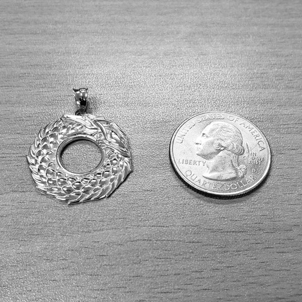 Gold Ouroboros Dragon Pendant Necklace (yellow, white, rose gold, 10k, 14k) Karma Blingz