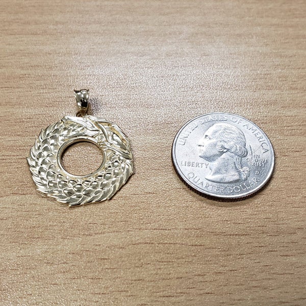 Gold Ouroboros Dragon Pendant Necklace (yellow, white, rose gold, 10k, 14k) Karma Blingz