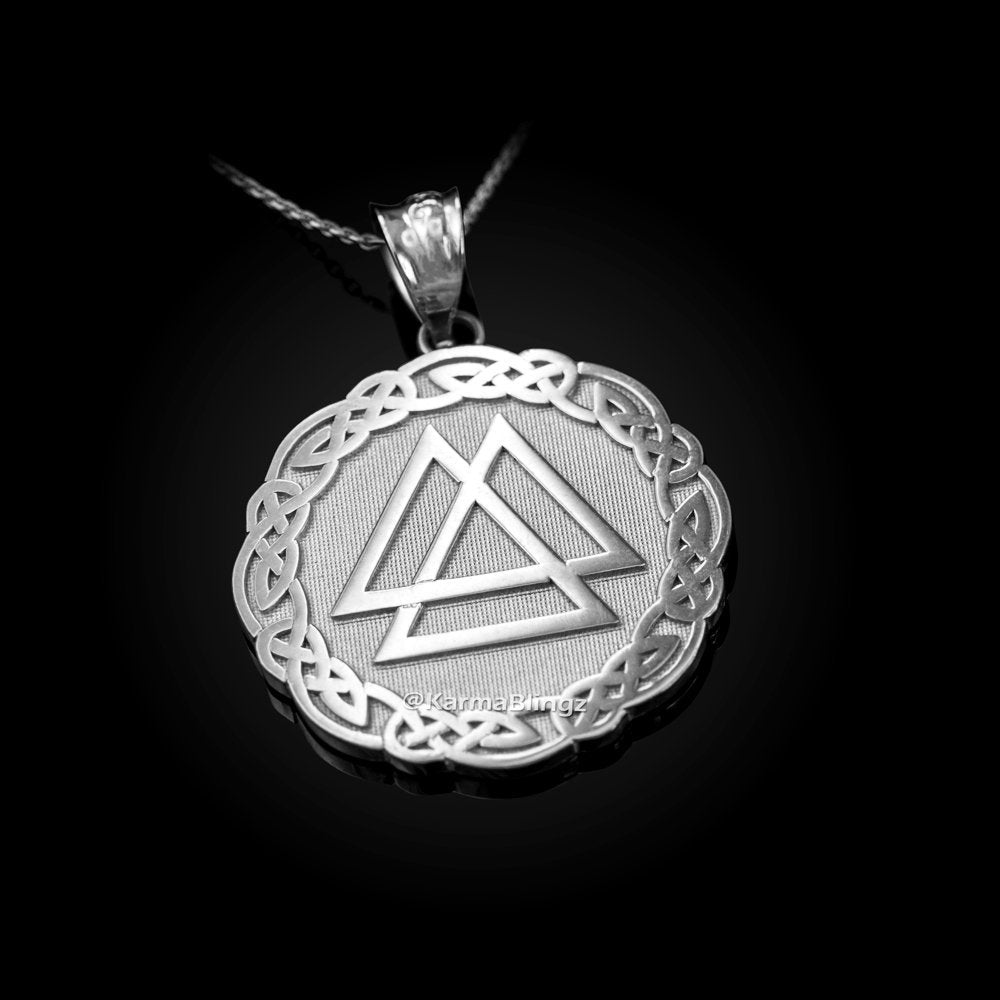 Gold Celtic Valknut Viking Warrior Pendant Necklace (yellow, white, rose gold, 10k, 14k) Karma Blingz