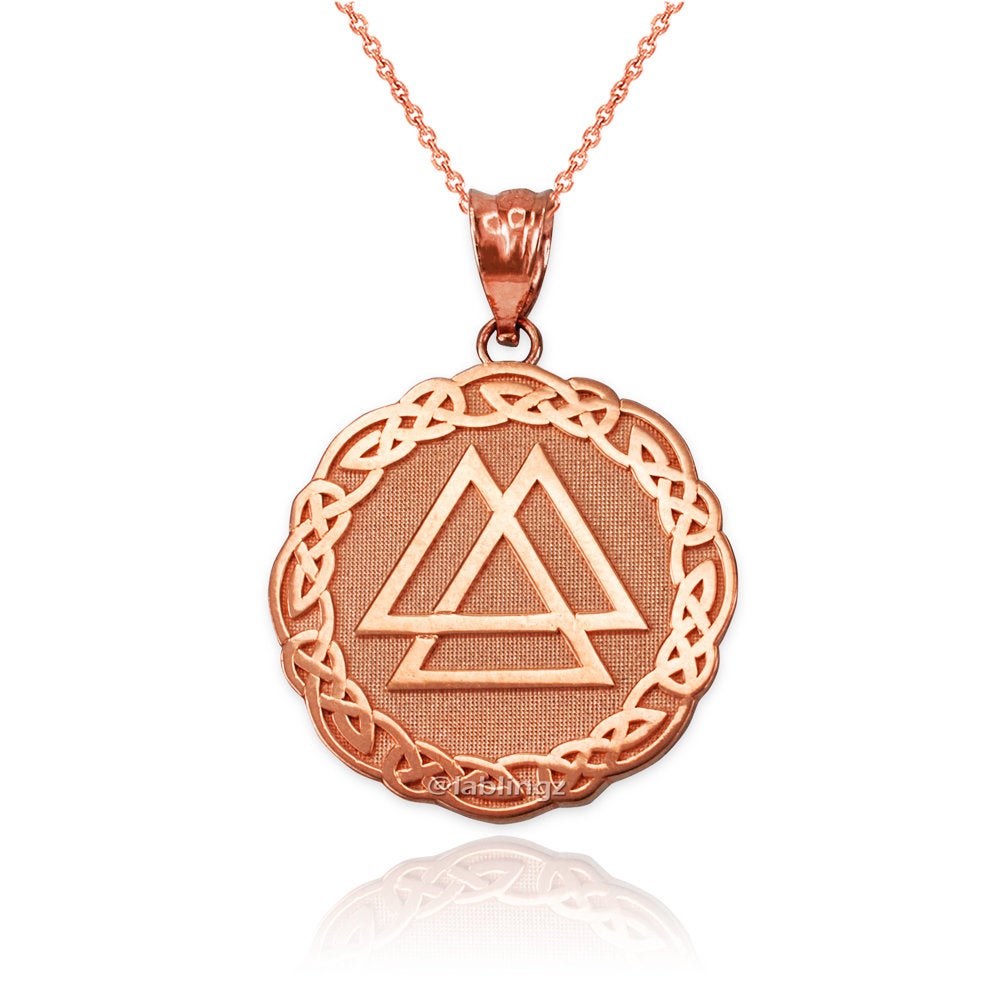 Gold Celtic Valknut Viking Warrior Pendant Necklace (yellow, white, rose gold, 10k, 14k) Karma Blingz